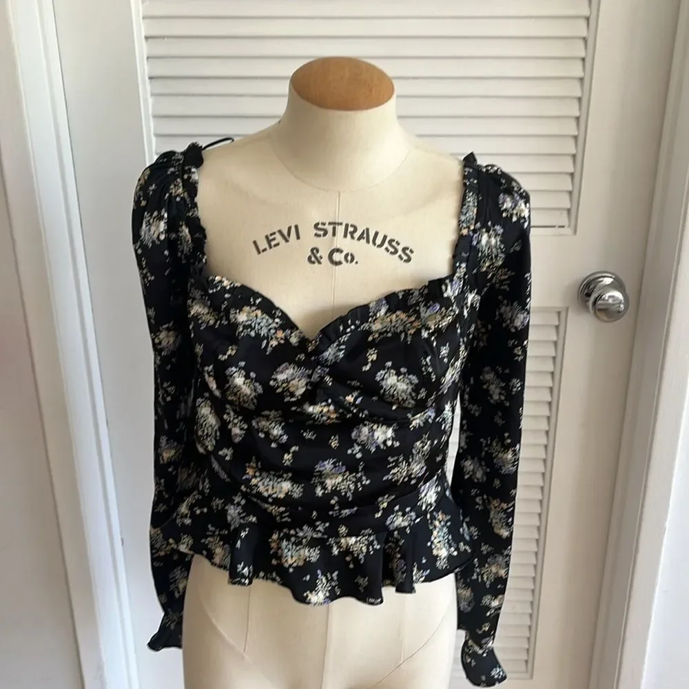ASTR Floral Sweetheart Neck Underwire Satin Top - Picture 9 of 10